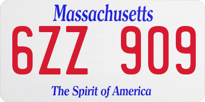 MA license plate 6ZZ909