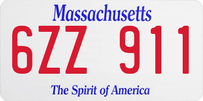 MA license plate 6ZZ911