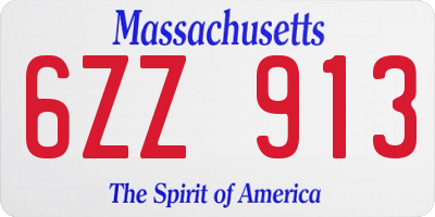 MA license plate 6ZZ913