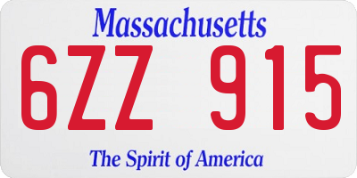 MA license plate 6ZZ915