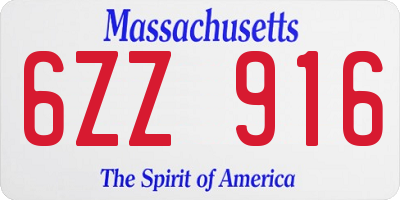 MA license plate 6ZZ916