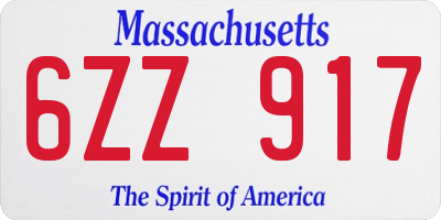 MA license plate 6ZZ917