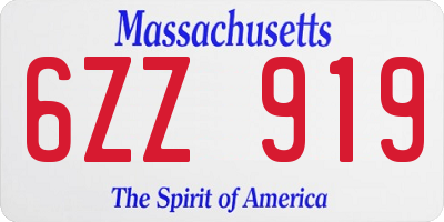 MA license plate 6ZZ919