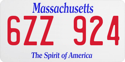 MA license plate 6ZZ924