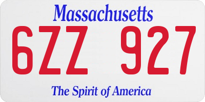 MA license plate 6ZZ927