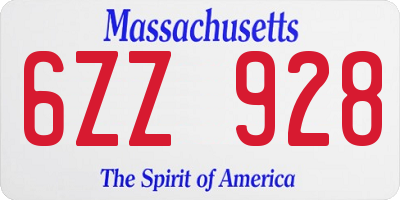 MA license plate 6ZZ928