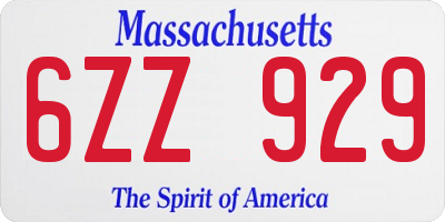 MA license plate 6ZZ929
