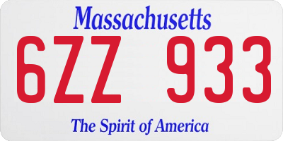 MA license plate 6ZZ933