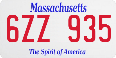 MA license plate 6ZZ935