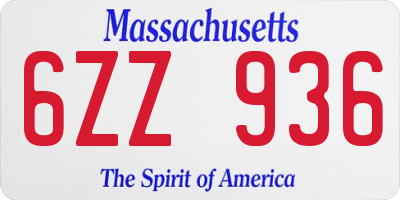 MA license plate 6ZZ936
