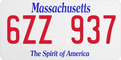 MA license plate 6ZZ937