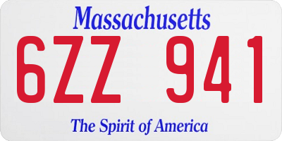 MA license plate 6ZZ941