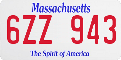 MA license plate 6ZZ943
