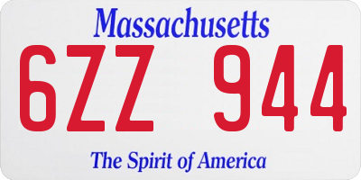 MA license plate 6ZZ944