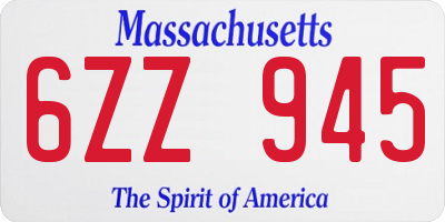MA license plate 6ZZ945