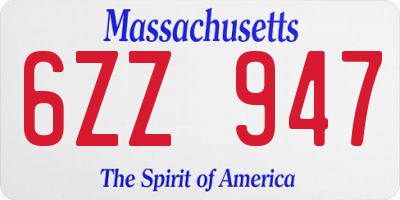 MA license plate 6ZZ947