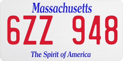 MA license plate 6ZZ948