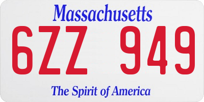 MA license plate 6ZZ949
