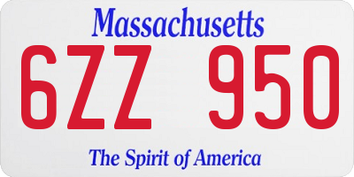 MA license plate 6ZZ950