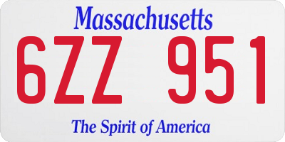 MA license plate 6ZZ951