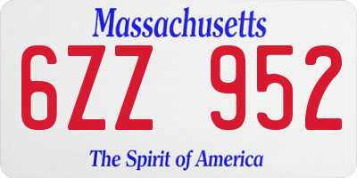 MA license plate 6ZZ952