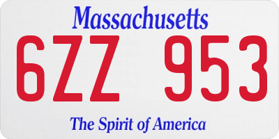MA license plate 6ZZ953