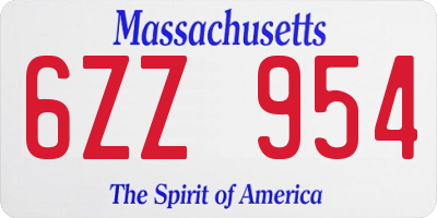 MA license plate 6ZZ954