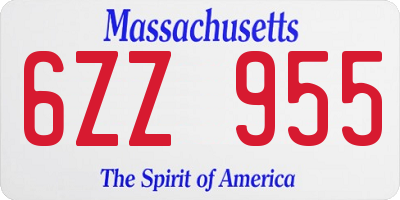 MA license plate 6ZZ955