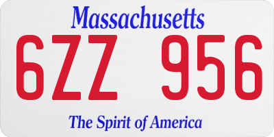 MA license plate 6ZZ956