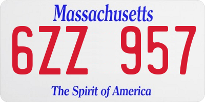 MA license plate 6ZZ957