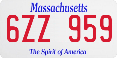 MA license plate 6ZZ959