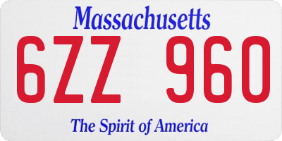 MA license plate 6ZZ960