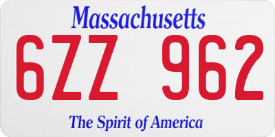 MA license plate 6ZZ962