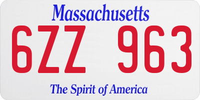 MA license plate 6ZZ963