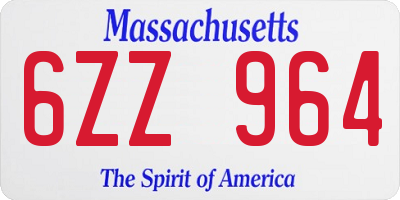MA license plate 6ZZ964