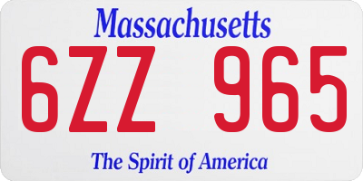 MA license plate 6ZZ965