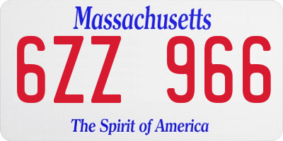 MA license plate 6ZZ966