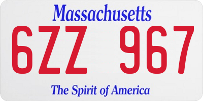 MA license plate 6ZZ967