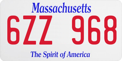 MA license plate 6ZZ968