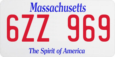 MA license plate 6ZZ969