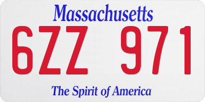 MA license plate 6ZZ971