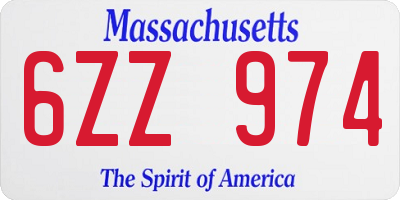 MA license plate 6ZZ974