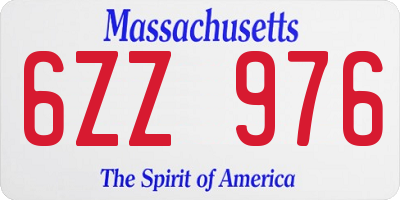 MA license plate 6ZZ976
