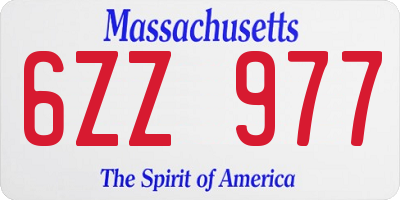 MA license plate 6ZZ977