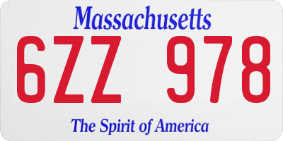 MA license plate 6ZZ978