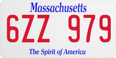 MA license plate 6ZZ979