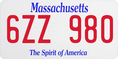 MA license plate 6ZZ980