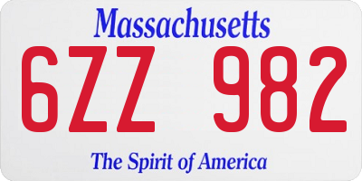MA license plate 6ZZ982