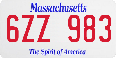 MA license plate 6ZZ983