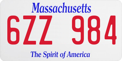 MA license plate 6ZZ984